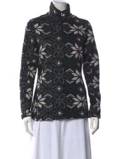 Pre-owned Spyder Graphic Print Mock Neck Sweater In Black