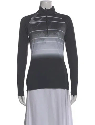 Pre-owned Spyder Graphic Print Mock Neck Top In Gray