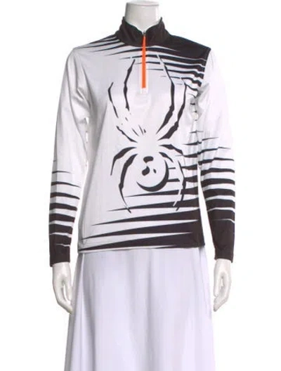 Pre-owned Spyder Graphic Print Mock Neck Top In White