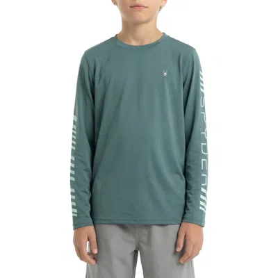 Spyder Kids' Hazard Zone Long Sleeve Rashguard In Green