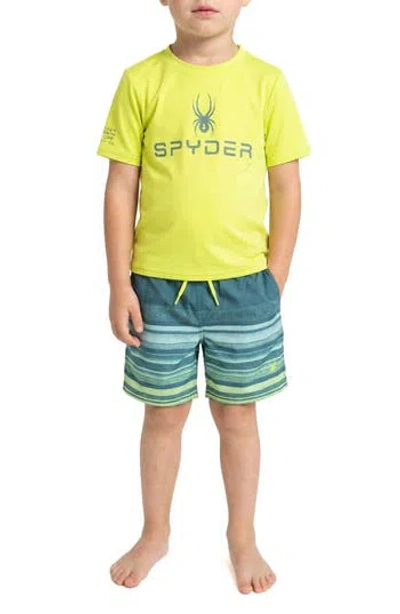 Spyder Kids' Rashguard Top & Swim Trunks Set In Multi