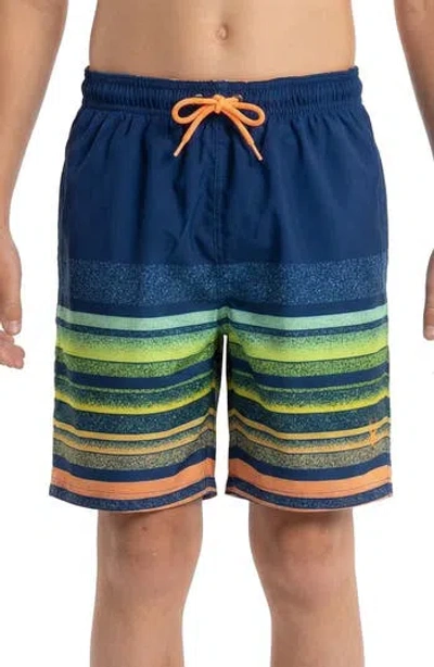 Spyder Kids' Stippled Stripe Volley Swim Trunks In Blue