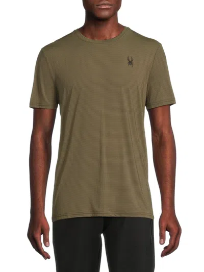 Spyder Men's Broken Stripe T Shirt In Moss Green