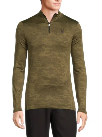 Spyder Men's Camo Long Sleeve Track Shirt In Green
