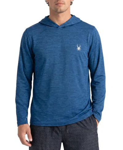 Spyder Men's Classic Heather Hooded Long-sleeve Rashguard In Blue