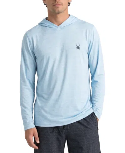 Spyder Men's Classic Heather Hooded Long-sleeve Rashguard In Blue