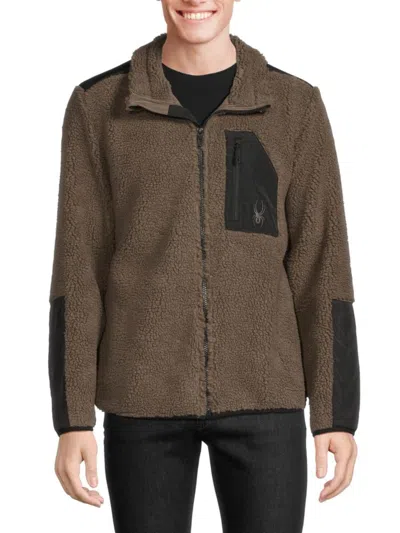 Spyder Men's Faux Fur Zip Jacket In Falcon Brown