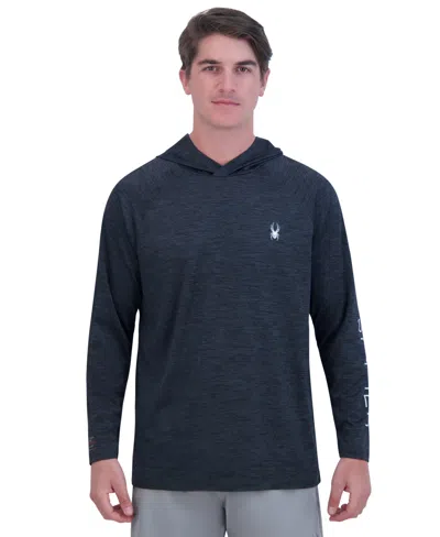 Spyder Men's Hooded Raglan Long-sleeve Upf 50+ Rashguard In Black