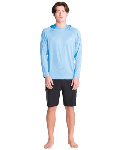 Spyder Men's Hooded Raglan Long-sleeve Upf 50+ Rashguard In Blue