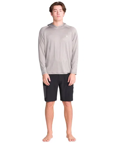 Spyder Men's Hooded Raglan Long-sleeve Upf 50+ Rashguard In Gray