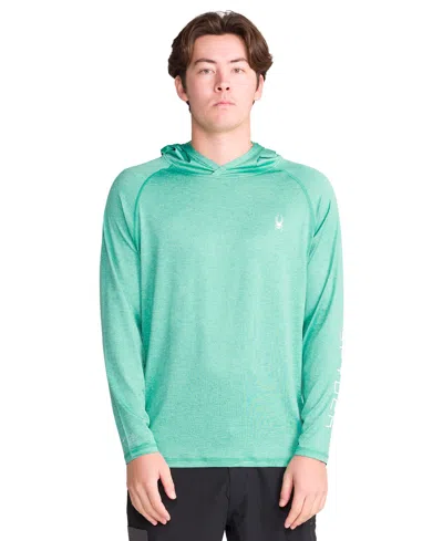 Spyder Men's Hooded Raglan Long-sleeve Upf 50+ Rashguard In Green