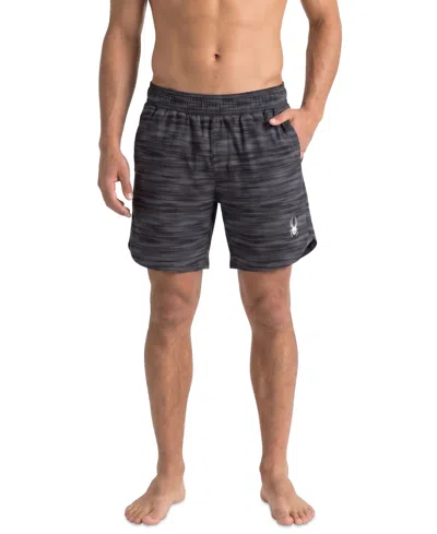 Spyder Men's Jute Print Scallop 7.5" Volley Swimsuit In Black