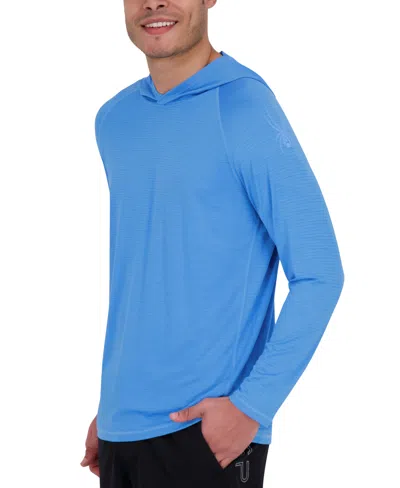 Spyder Men's Long Sleeve Shadow Stripe Rashguard Swim Hoodie In Blue