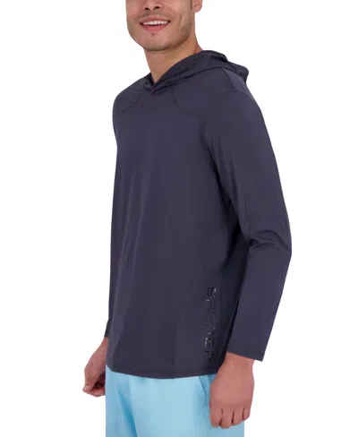 Spyder Men's Long Sleeve Textured Rashguard Swim Hoodie In Black