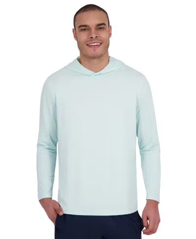Spyder Men's Long Sleeve Textured Rashguard Swim Hoodie In Blue