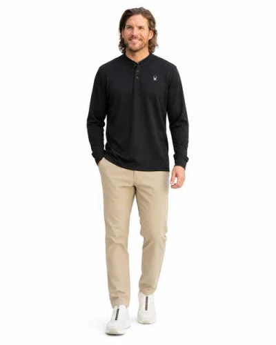 Spyder Men Long Sleeve Thermal Henley In Black