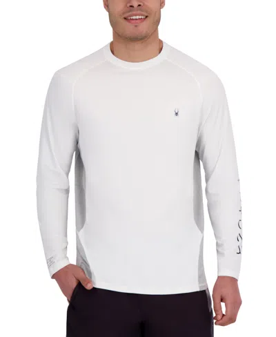 Spyder Men's Mixed Media Long Sleeve Rashguard Swim T-shirt In White