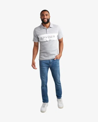 Spyder Men Short Sleeve Color Block Polo In Heather Grey