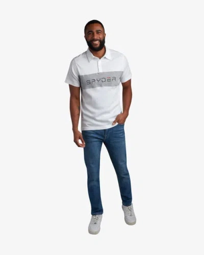 Spyder Men Short Sleeve Color Block Polo In White