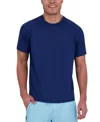 Spyder Men's Short Sleeve Waffle-knit Crewneck Swim Shirt In Blue
