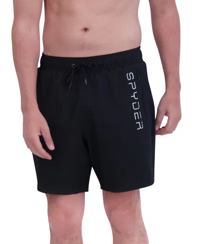 Spyder Men's Stretch 7" Swim Trunks With Compression Liner In Noir