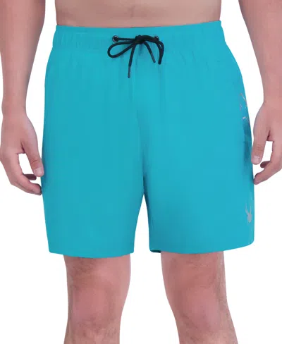 Spyder Men's Stretch 7" Swim Trunks With Compression Liner In Peacock