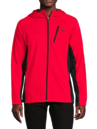 Spyder Men's Tempo Colorblock Zip Jacket In Dark Red