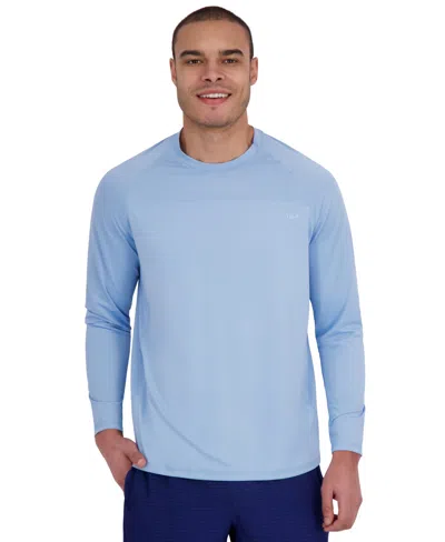 Spyder Men's Textured Panel Long -sleeve Upf 50+ Rashguard In Blue