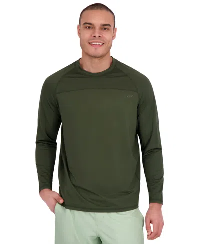Spyder Men's Textured Panel Long -sleeve Upf 50+ Rashguard In Green