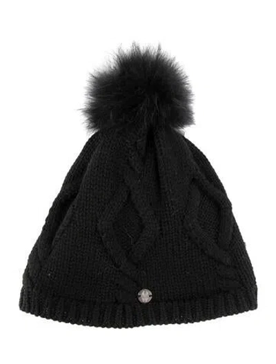 Pre-owned Spyder Merino Wool Knit Beanie In Black