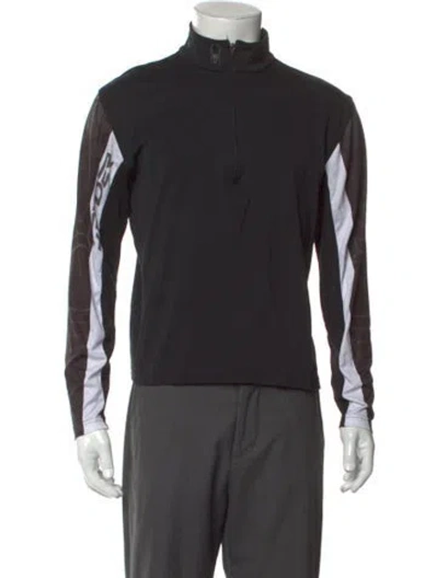 Pre-owned Spyder Mock Neck Long Sleeve Henley In Black