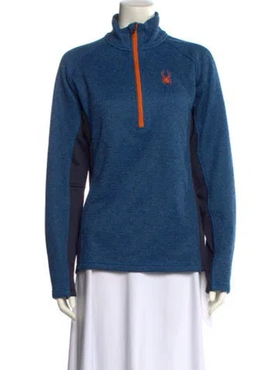 Pre-owned Spyder Mock Neck Long Sleeve Sweatshirt In Blue