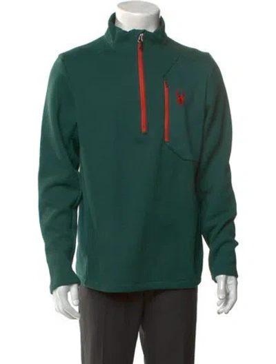 Pre-owned Spyder Mock Neck Long Sleeve Sweatshirt In Green