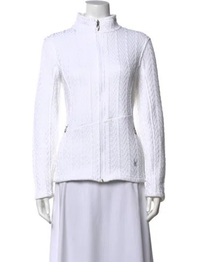 Pre-owned Spyder Mock Neck Long Sleeve Sweatshirt In White