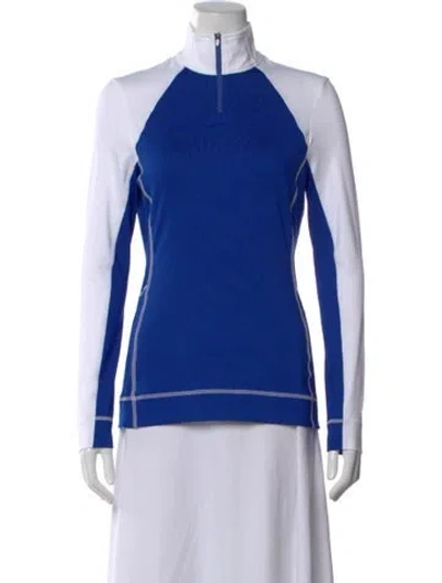 Pre-owned Spyder Mock Neck Long Sleeve Top In Blue