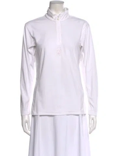 Pre-owned Spyder Mock Neck Long Sleeve Top In White
