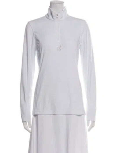 Pre-owned Spyder Mock Neck Long Sleeve Top In White