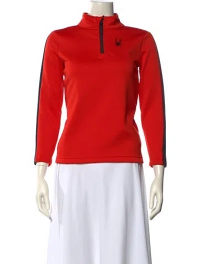 Pre-owned Spyder Mock Neck Three-quarter Sleeve Sweatshirt In Red