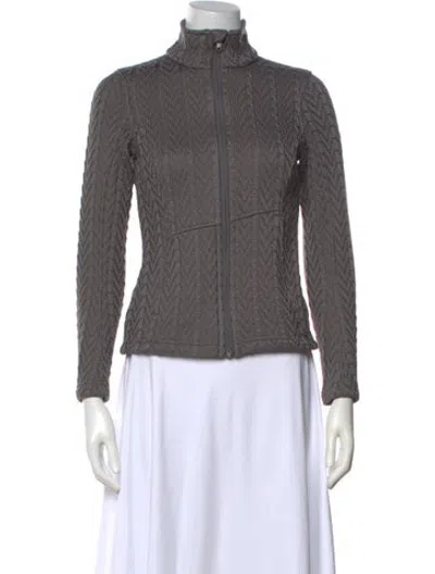 Pre-owned Spyder Patterned Mock Neck Sweater In Grey