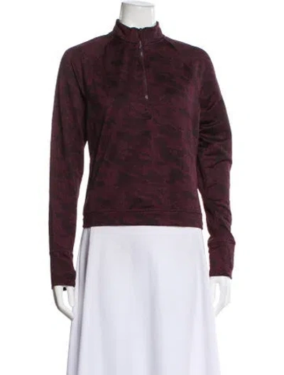 Pre-owned Spyder Patterned Mock Neck Sweatshirt In Burgundy