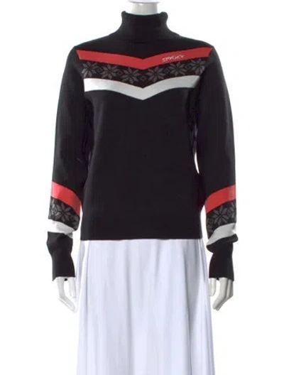 Pre-owned Spyder Patterned Turtleneck Sweater In Black