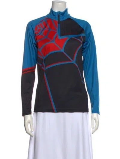 Pre-owned Spyder Printed Mock Neck Sweatshirt In Black