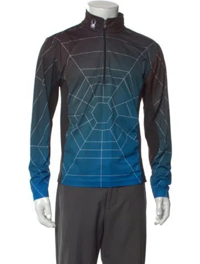 Pre-owned Spyder Printed Mock Neck Sweatshirt In Blue