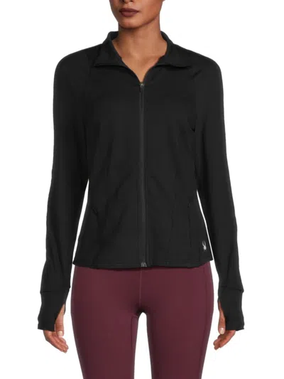 Spyder Women's Mockneck Zip Front Jacket In Black