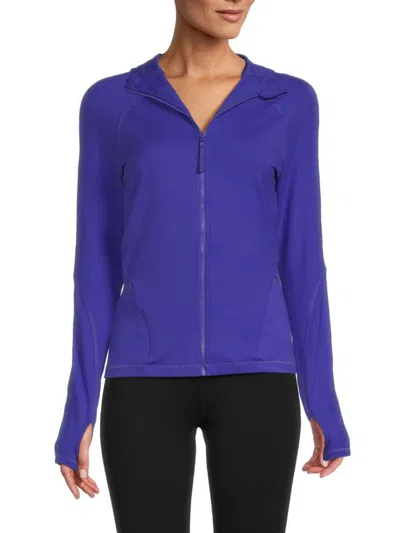 Spyder Women's Peach Thumbhole Cuff Hoodie In Blue