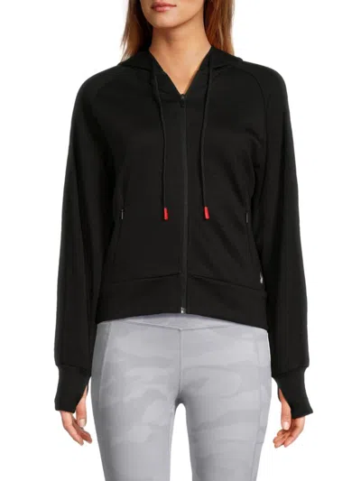 Spyder Women's Raglan Sleeve Brushed Zip Hoodie In Black