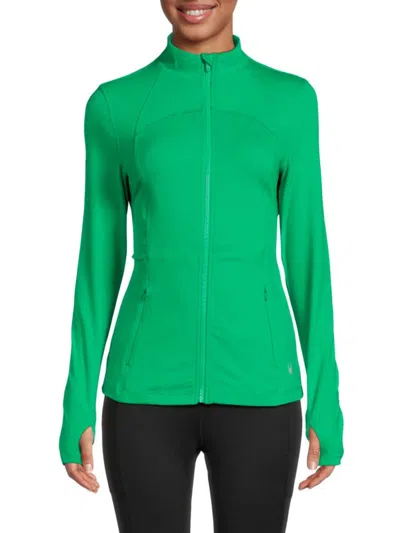 Spyder Women's Thumbhole Zip Jacket In Miami Green