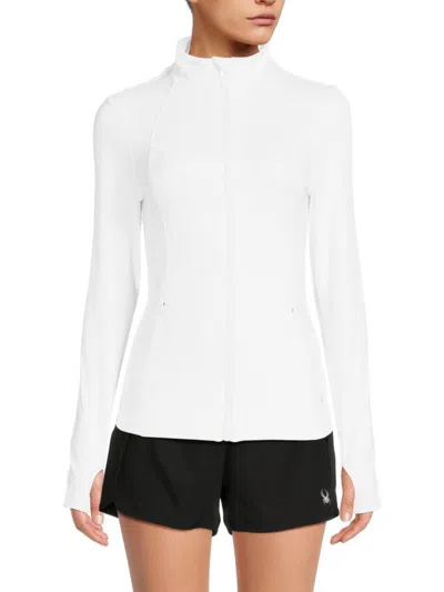 Spyder Women's Thumbhole Zip Jacket In White
