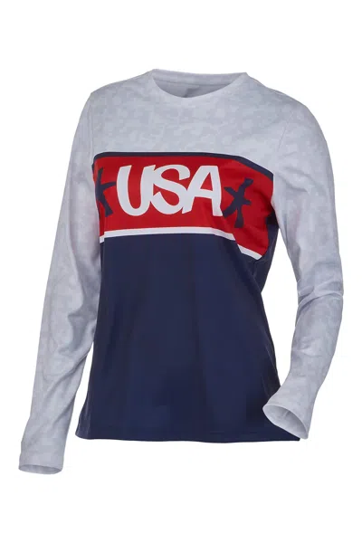 Spyder Women's Usa Snow Long Sleeve Crew Neck Tee In Gray