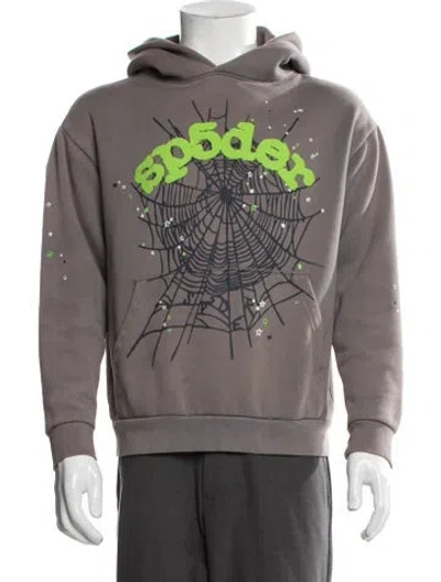 Pre-owned Spyder Worldwide X Young Thug Graphic Print Hoodie In Gray